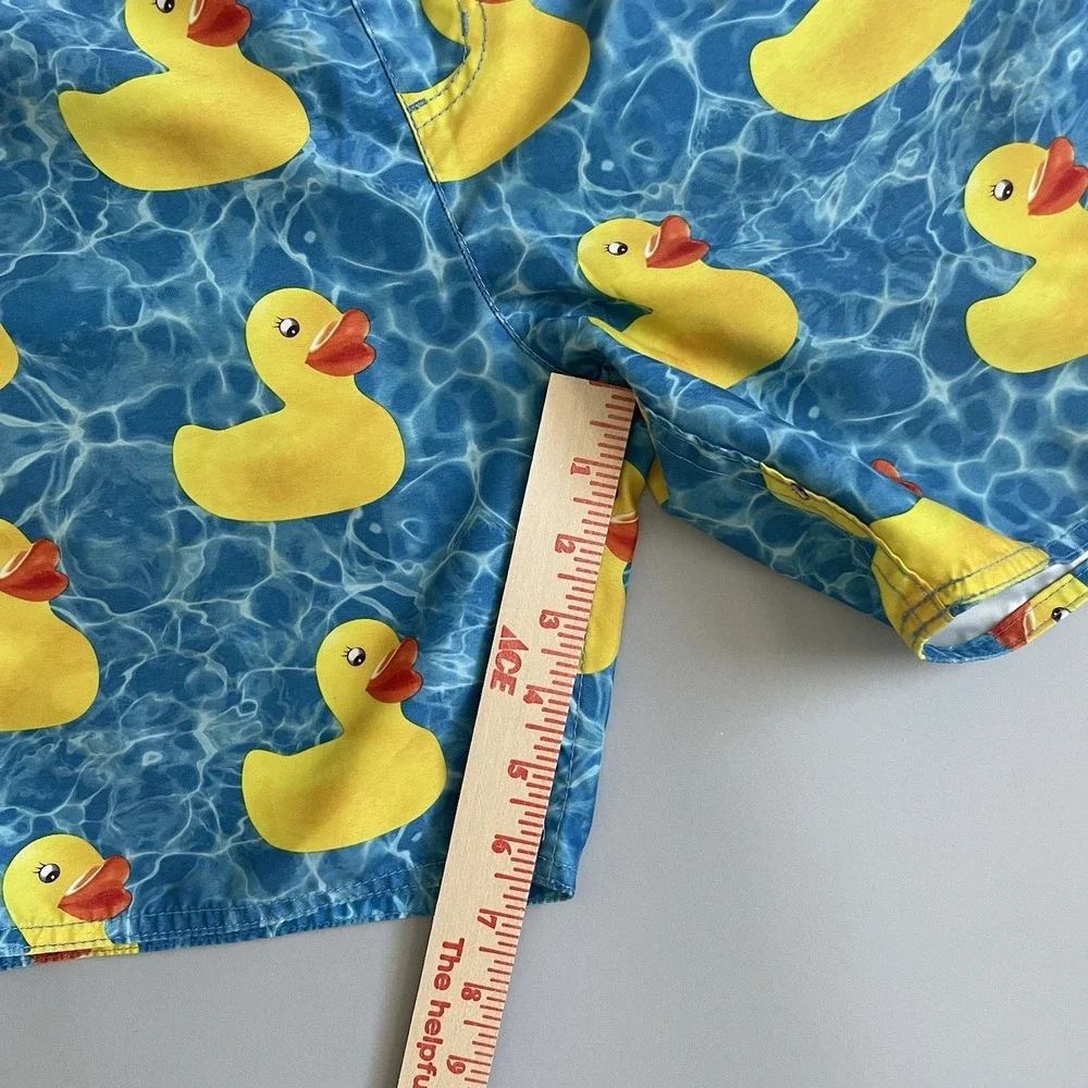 Neff Men's Swim Trunks Medium Rubber Duck Print Blue Yellow Board‎ Shorts M